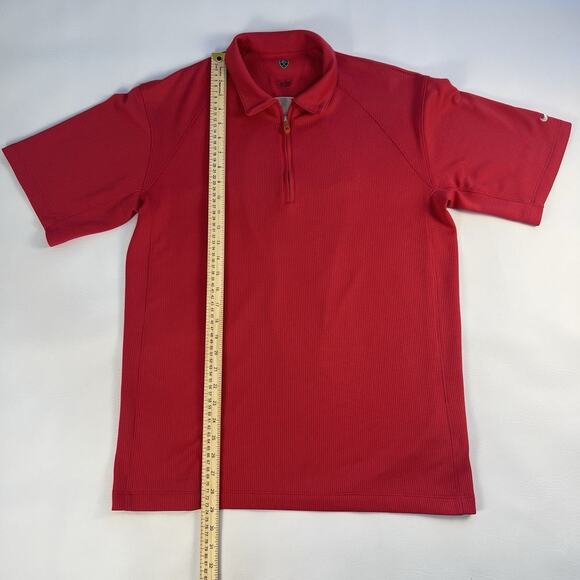 Nike Golf Polo Shirt Men's Vented Detailed Back 1/4 Zip Red Short Sleeve Size L - Picture 9 of 11